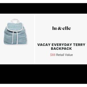 NWT NEW Lu & Elle Light Blue Terry Bag Backpack $88 Retail